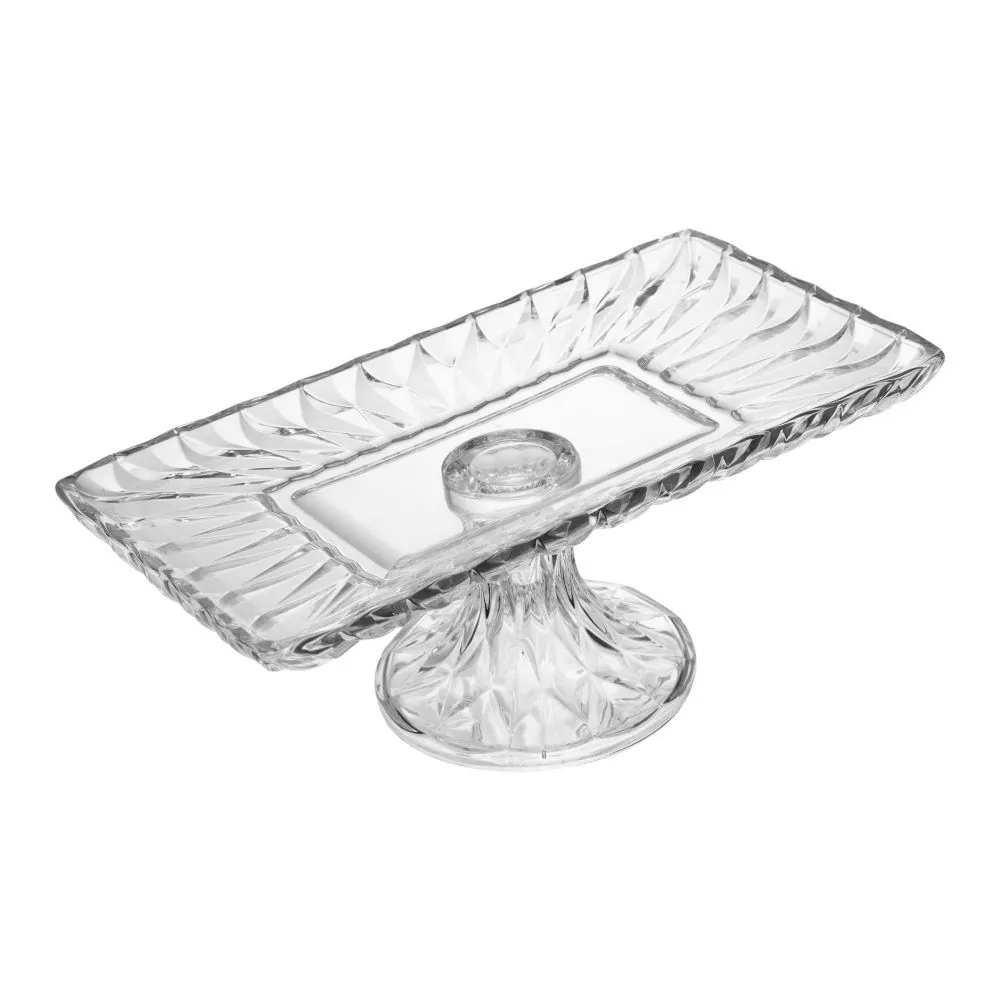 Travessa de Servir com Pé Cristal Diamond 32Cm Lyor