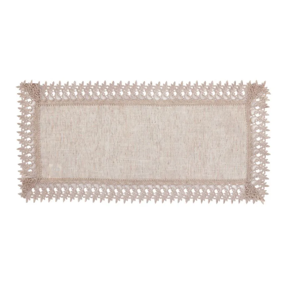 Trilho de Mesa 40Cm X 90Cm Guipir Renda - Veneza Naturale