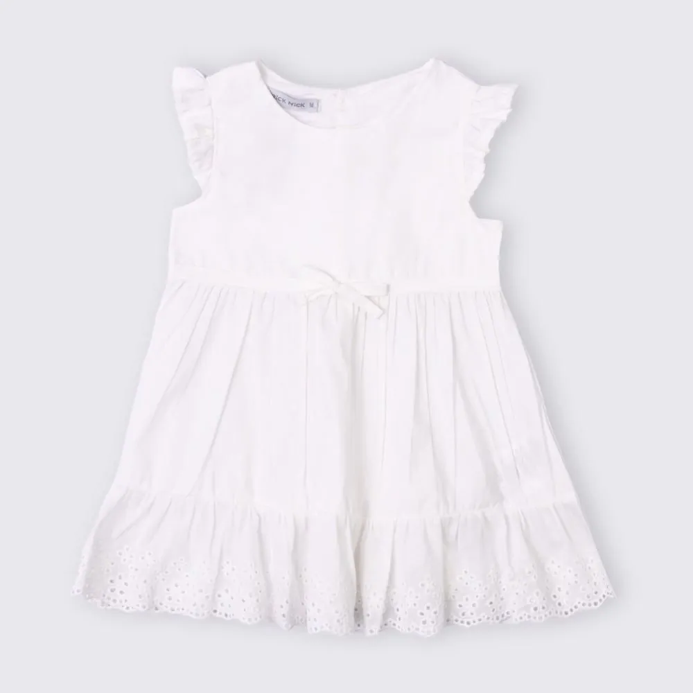 Vestido Bebê Menina de Laise com Tapa-Fralda Yoyo Baby Branco