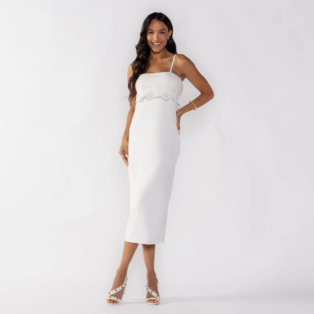 Vestido Feminino Midi Viscose Boby Blues Off White