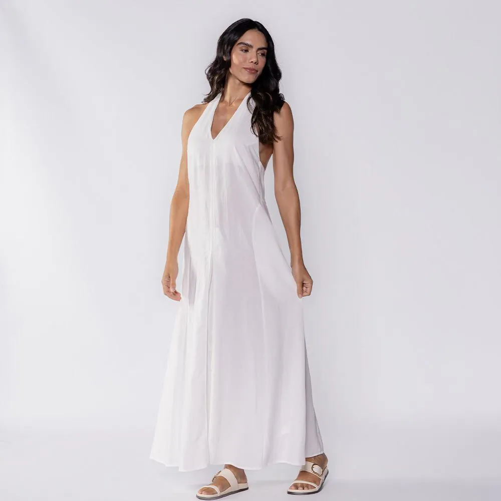 Vestido Longo com Decote Nas Costas Patricia Foster Branco