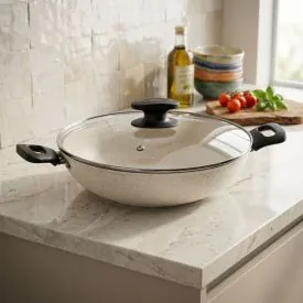 Wok com Tampa de Vidro Loreto Tramontina 28 cm - Grafite