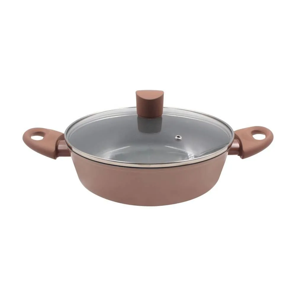 Wok com Tampa de Vidro Malibu Casa 2,3 Litros - Moca Mousse