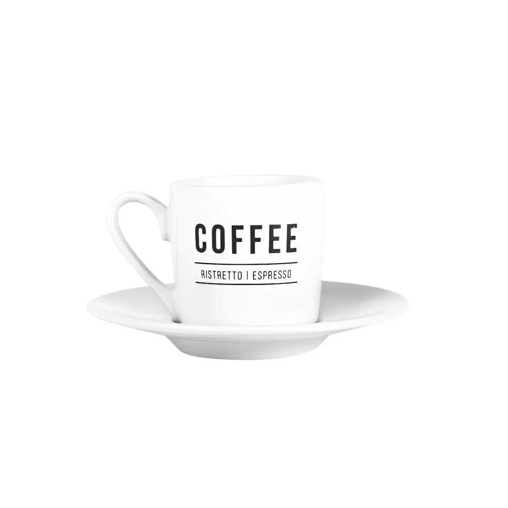 Xícara com Pires Porcelana Manhattan Hauskraft 80 Ml - Branco