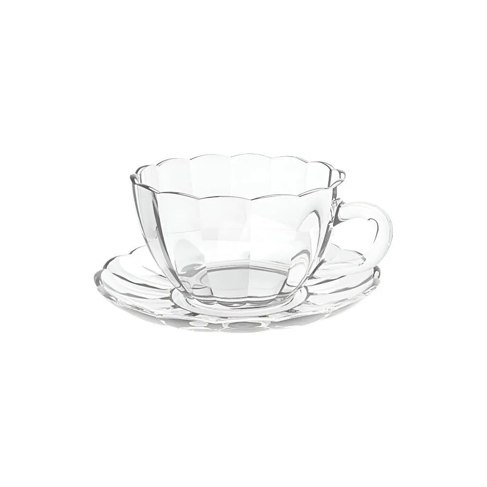 Xícara de Café com Pires Peach Hauskraft 90 Ml - Transparente