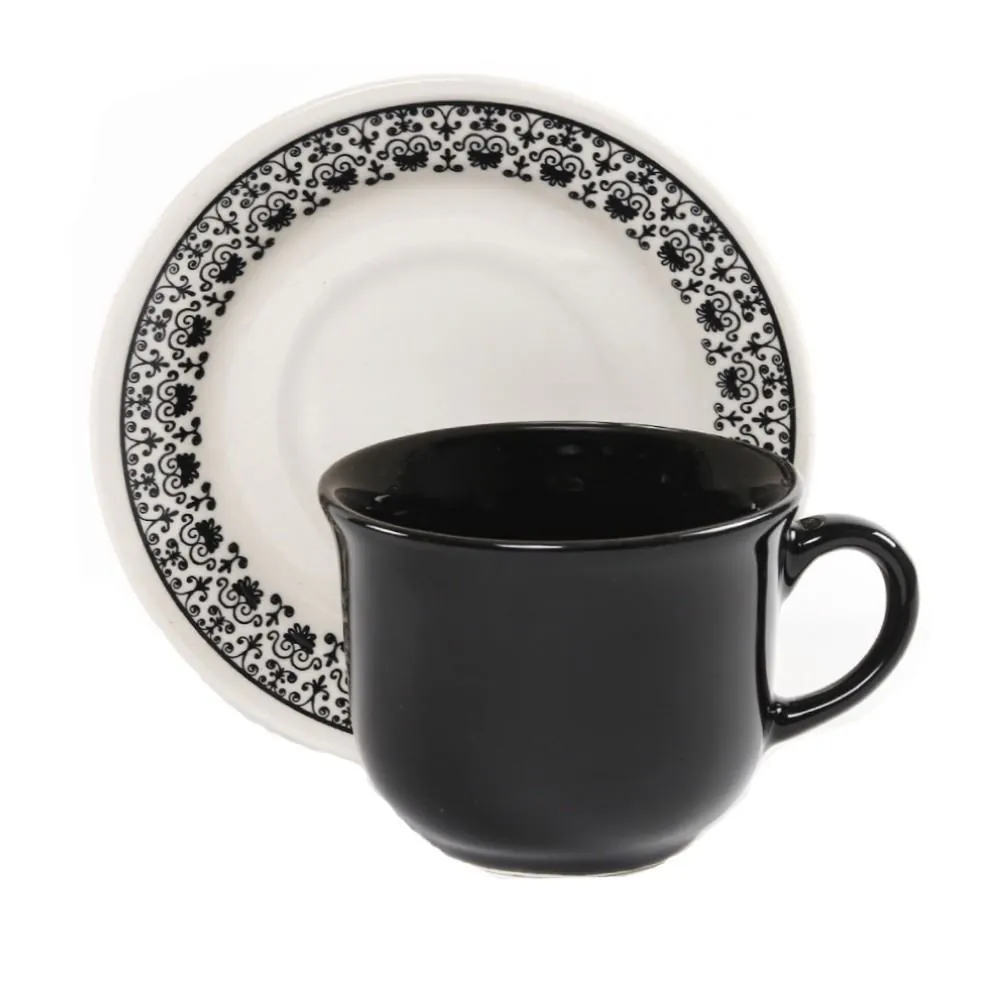 Xícara de Chá com Pires Donna Renda 200Ml - Ceramica