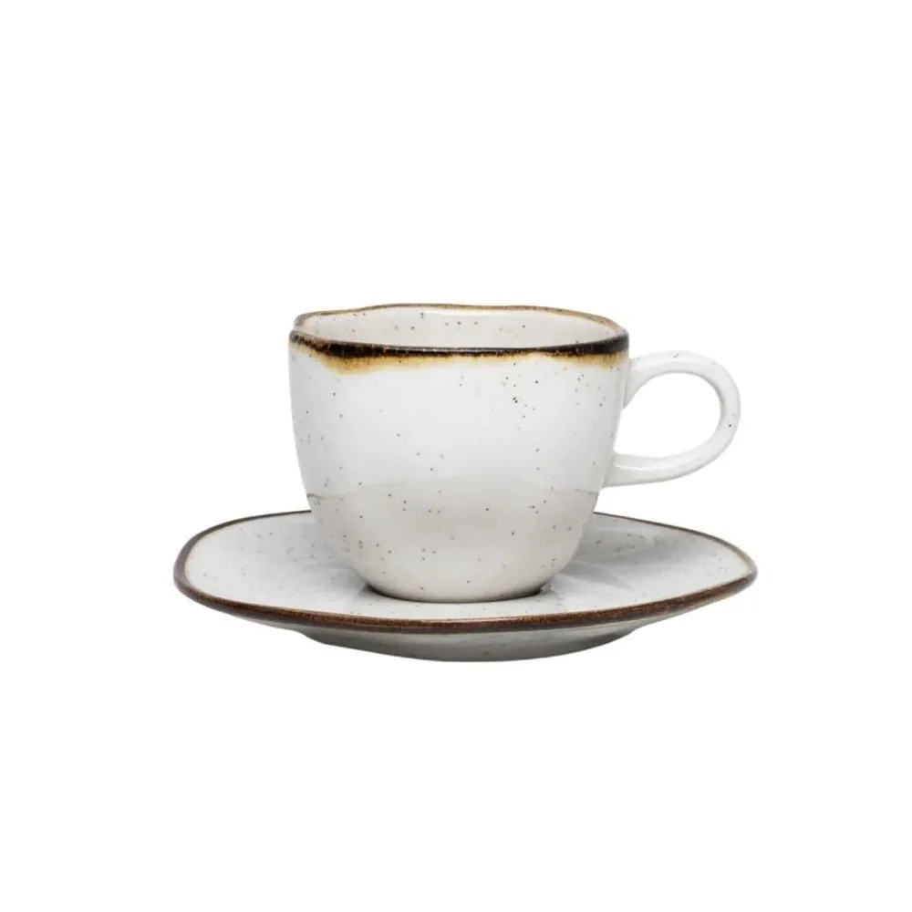 Xícara de Chá com Pires Ryo Maresia Oxford 220Ml - Porcelana