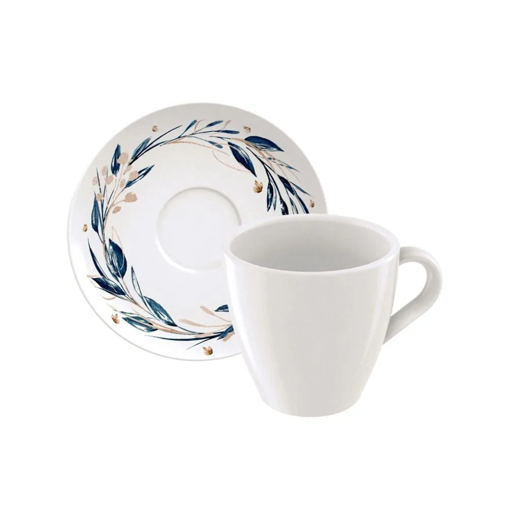 Xicara de Chá com Pires Porcelana Tramontina 185Ml - Ana Flor