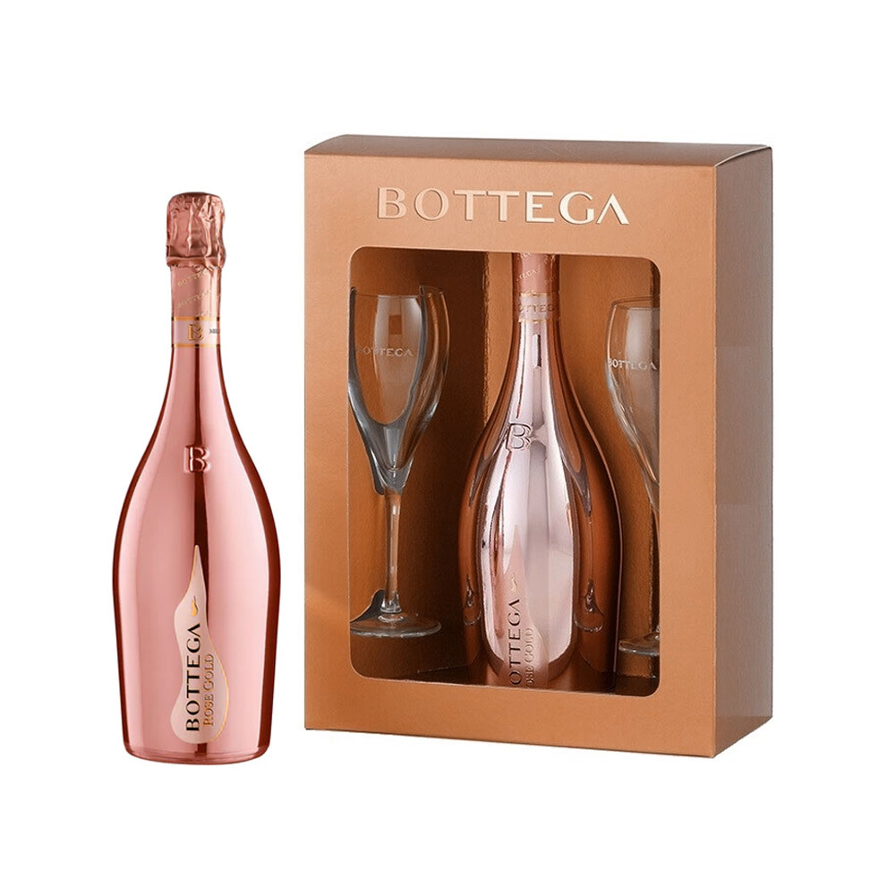 Kit Espumante Bottega Rosé Gold 750ML + 2 Taças