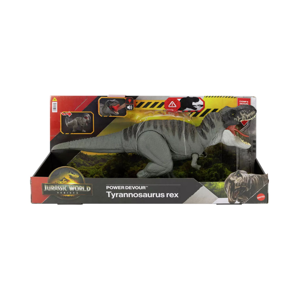 Figura de Dinosaurio Jurassic World Rebirth Power Devour Tyrannosaurus Rex Mattel JCH02 T-rex