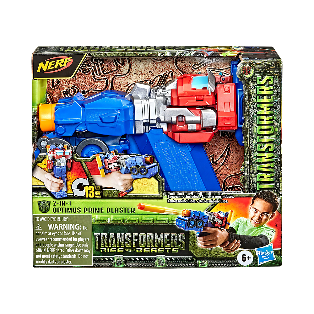 Lanzador de Dardos Hasbro Nerf Transformers Rise OF The Beasts 2 EN 1 Optimus Prime F3901