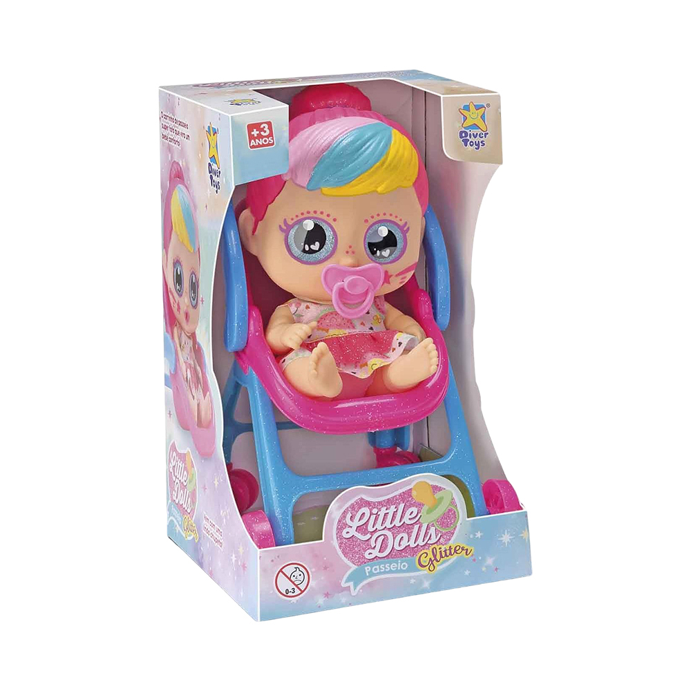 Boneca Divertoys Little Dolls Paseio Glitter 8230