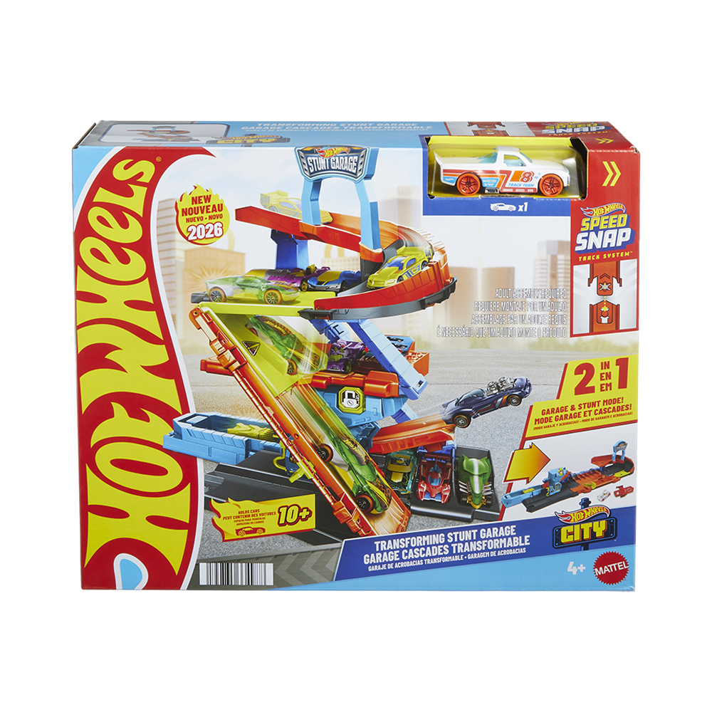 Pista de Jogo Mattel Hot Wheels City Speed Snap Garagem de Acrobacias Transformável JHL93