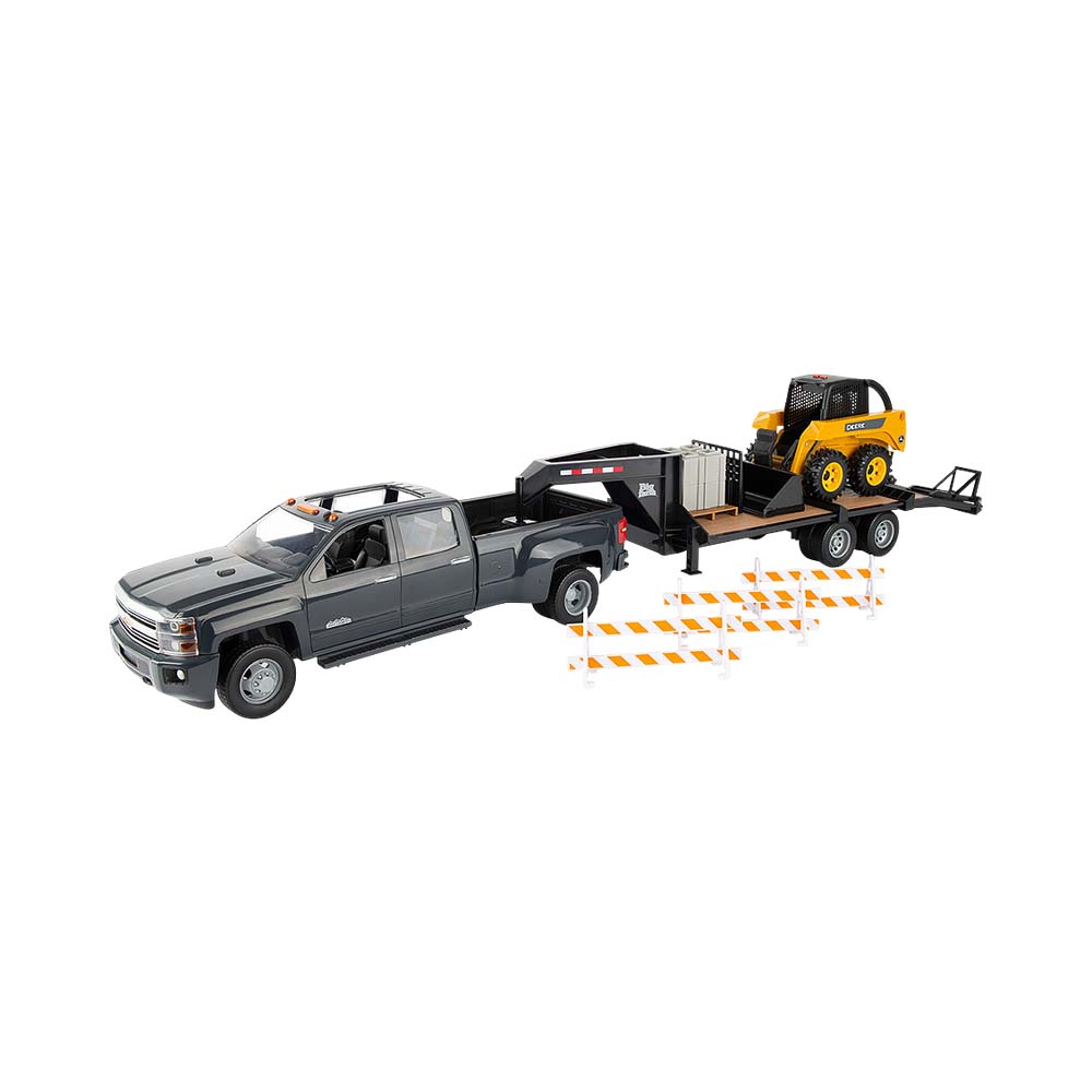 Kit de Jogo Tomy John Deere Skid Steer Trailer And Chevrolet Truck LP76935