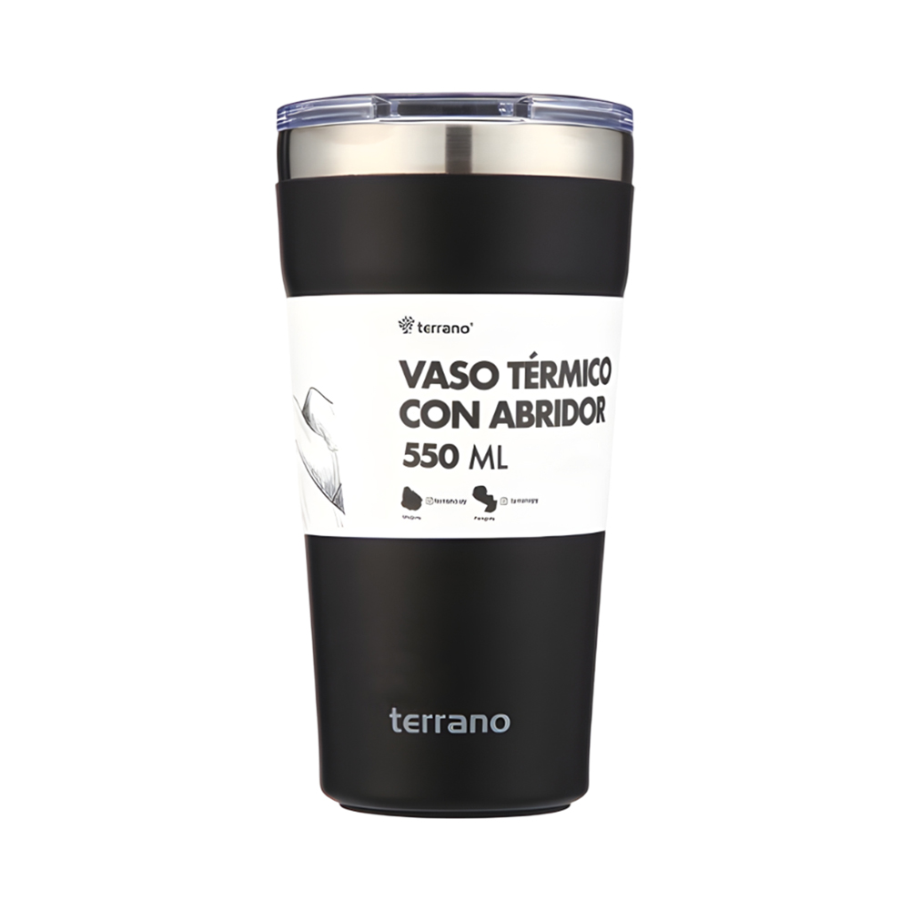 Copo Térmico com Abridor Terrano Terrano 550ML Preto