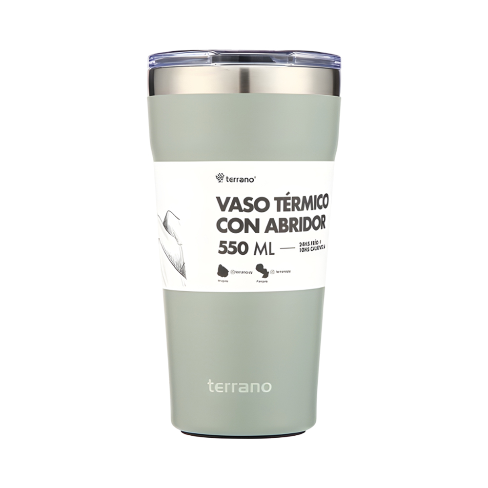 Copo Térmico com Abridor Terrano Terrano 550ML Verde Oliva