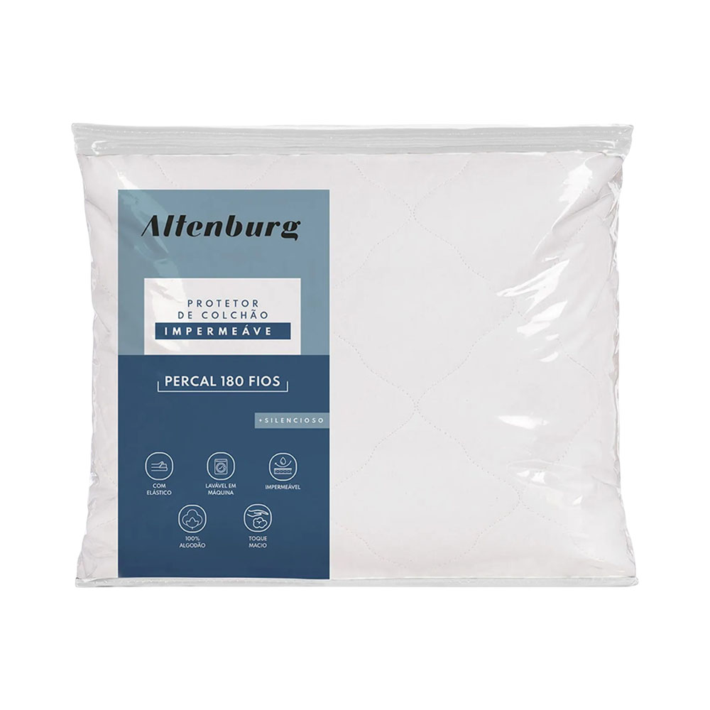 Protetor de Colchão Impermeável Altenburg Percal 180F King Size Branco