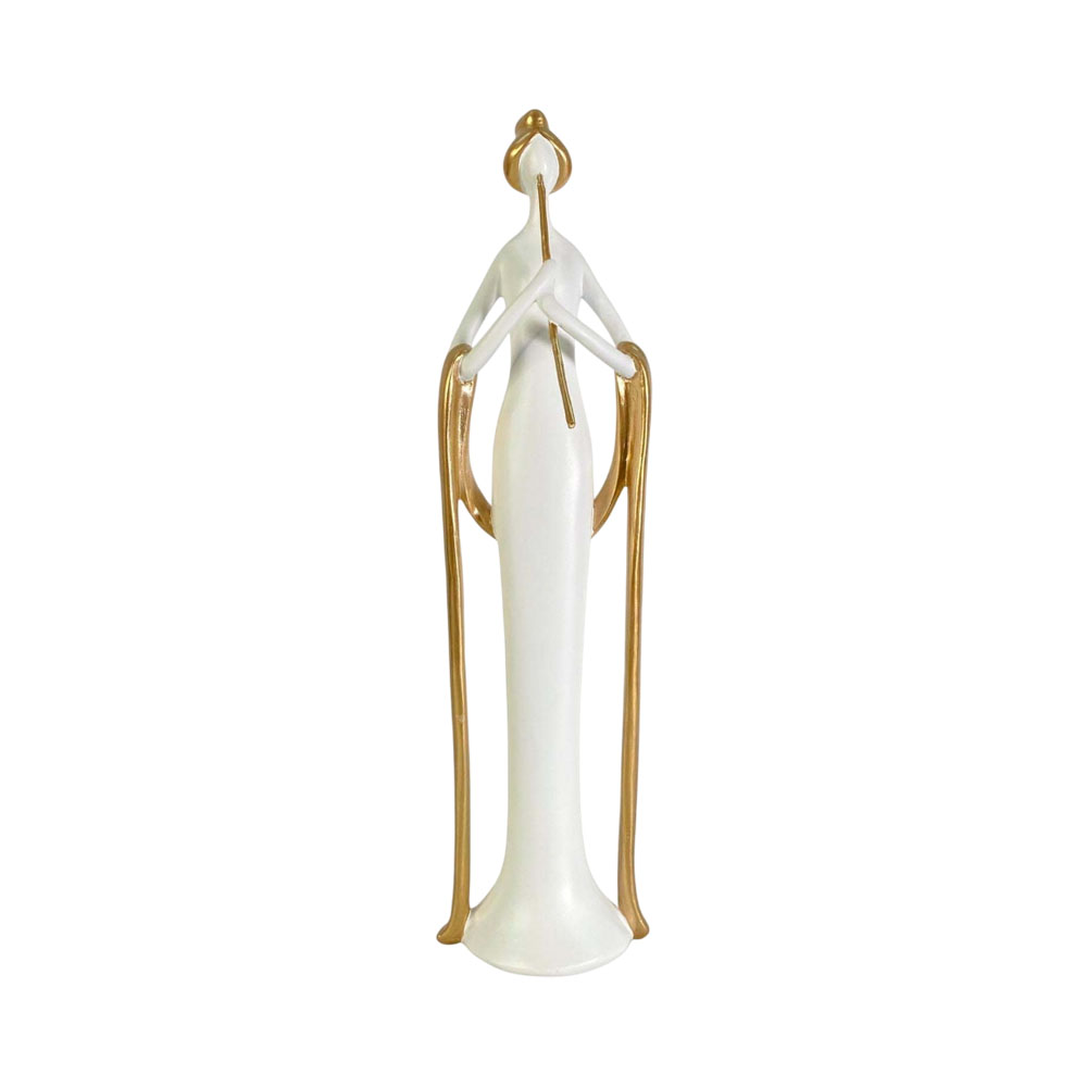 Figura Decorativa Concepts 439-788129 46 CM Branco - Dourado