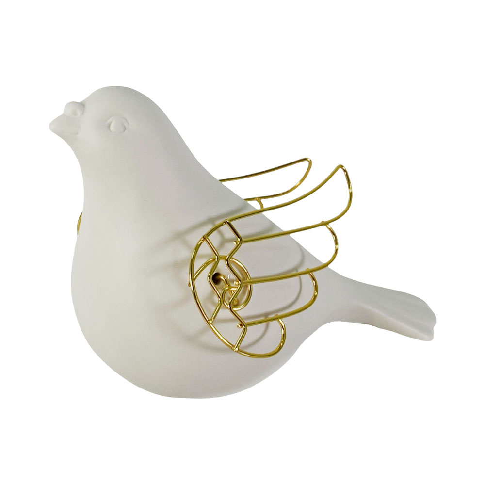 Figura Decorativa de Pássaro Concepts 453-010001 17 CM Branco - Dourado