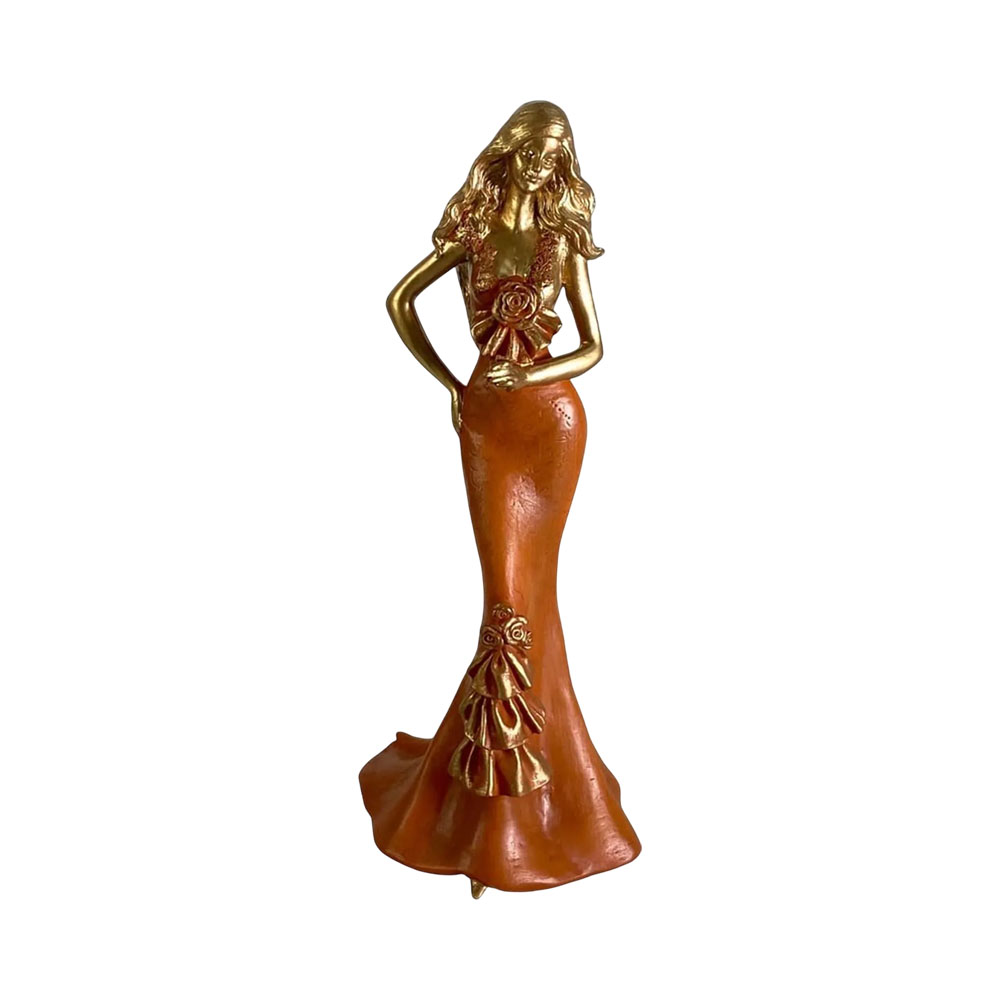 Figura Decorativa de Mulher Concepts 437-7211338 33 CM Dourado - Laranja