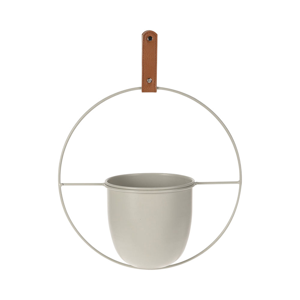 Vaso Pendente de Metal Kpm 041155 30 X 15 X 30 CM Creme Acinzentado