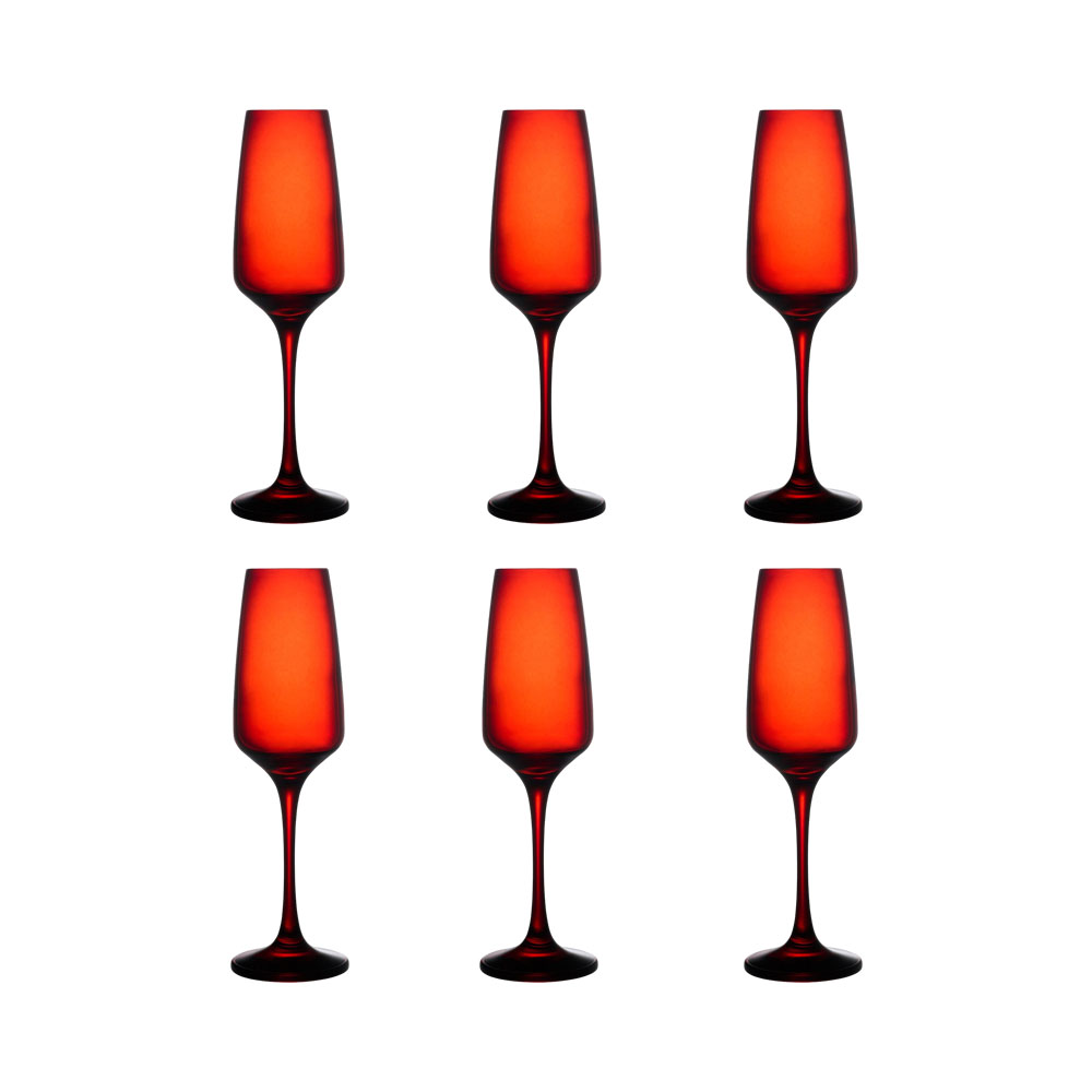 Conjunto de Taças para Champanhe Pasabahce Risus 440257 195ML Vermelho 6 Peças