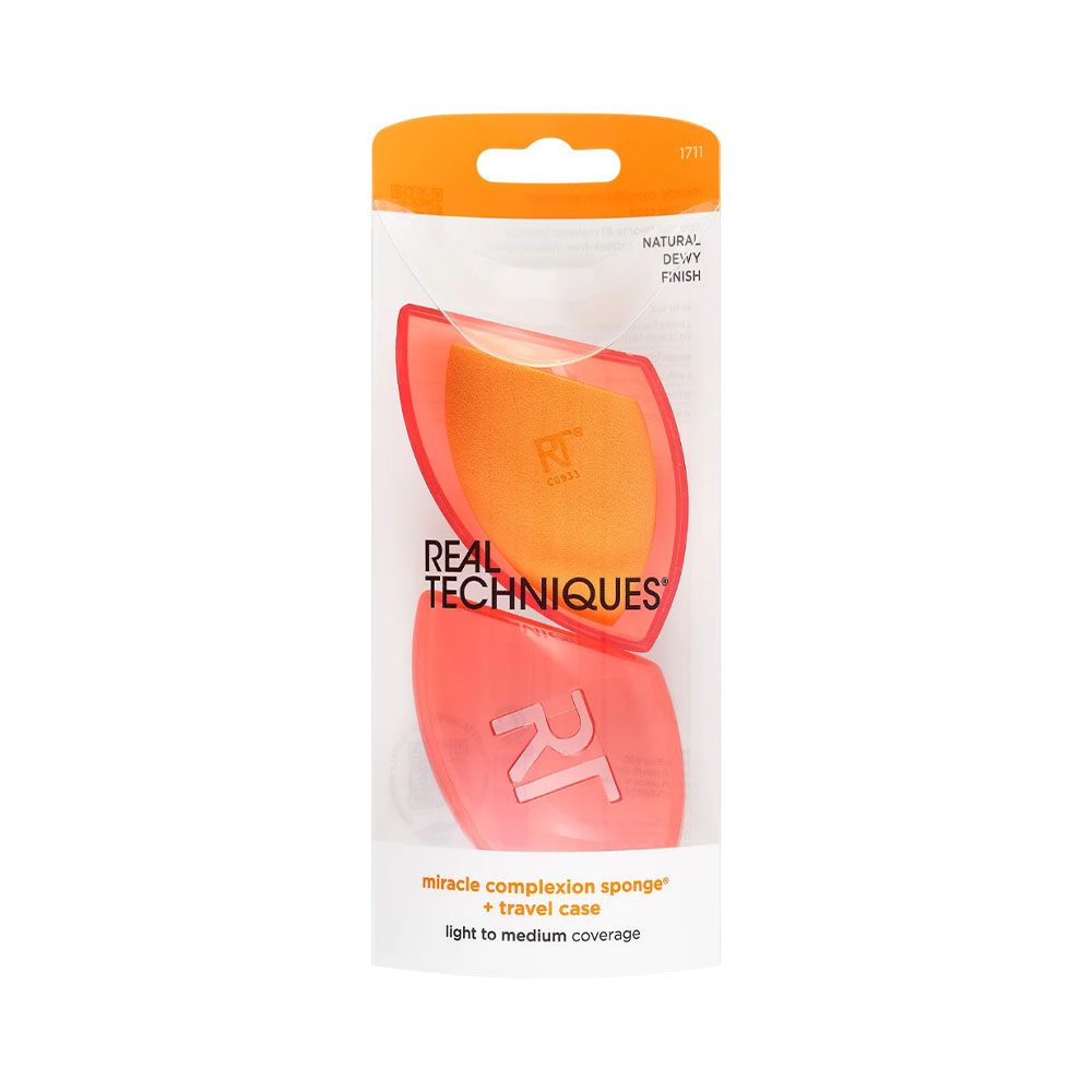 Set Esponja de Maquiagem Real Techniques Miracle Complexion Blender + Travel Case 2 Peças
