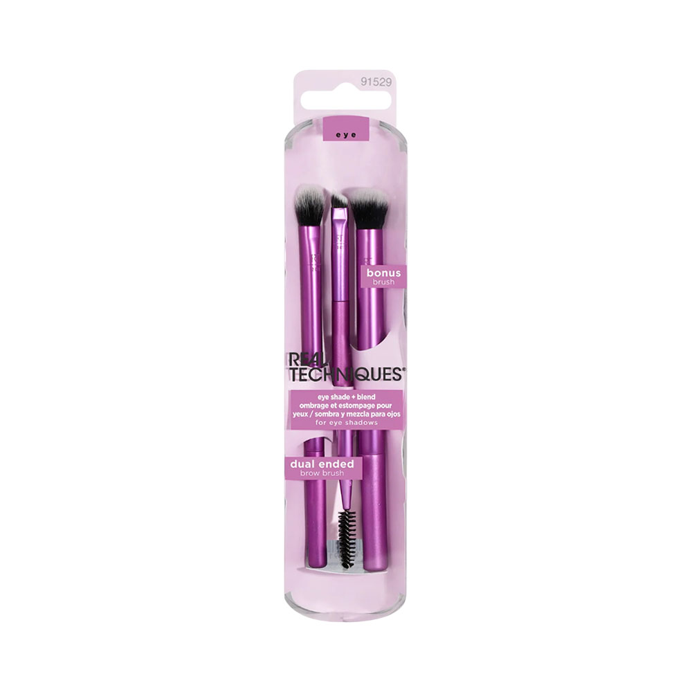 Set de Brochas Real Techniques Eye Shade & Blend Makeup Metallic Fuchsia 3 Peças