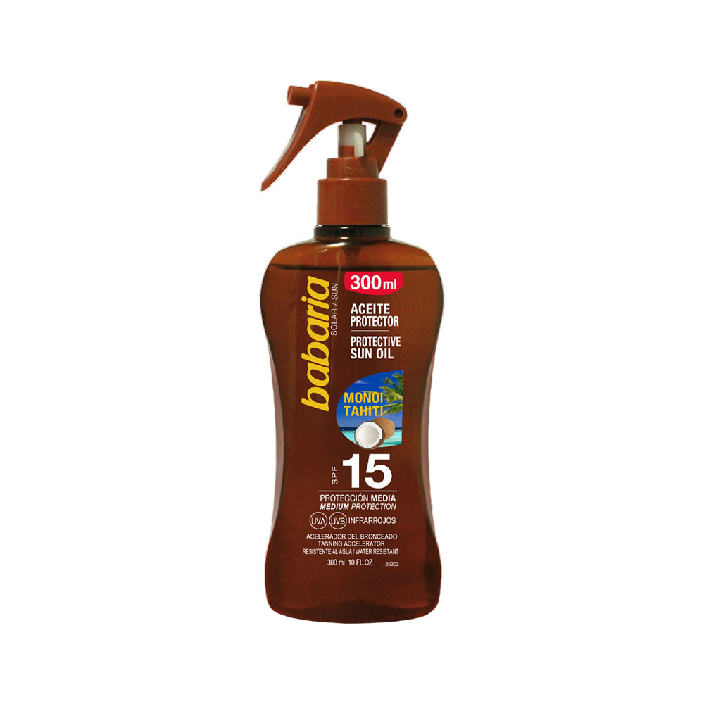 Óleo Protetor Babaria Sun Oil With Monoi Tahiti SPF15 300ML