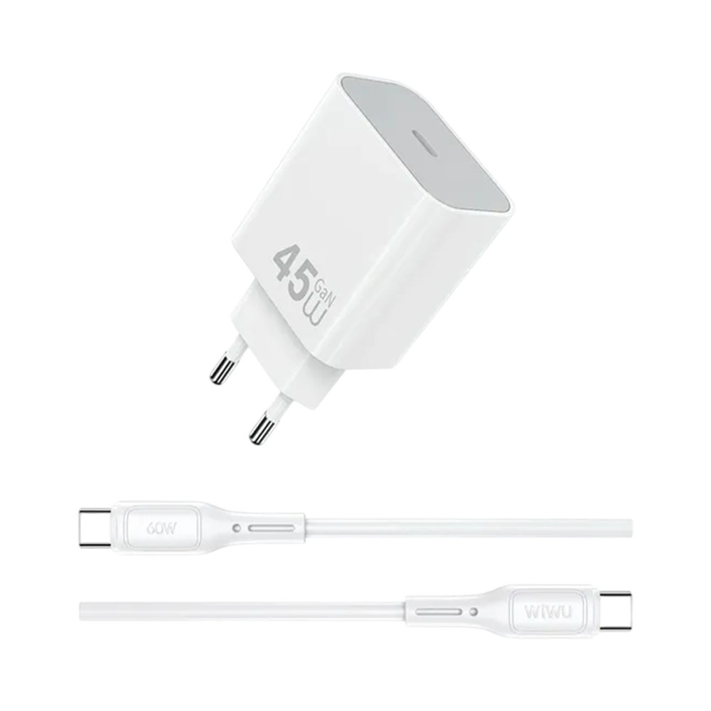 Kit Carregador Turbo Wiwu G024 Dual Usb-c 45W