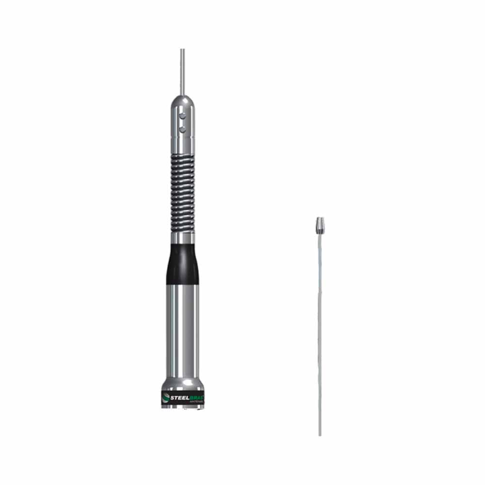 Antena Móvil PX Steelbras AP24186 Vhf 1/4 Onda Evolution Con Resorte Base