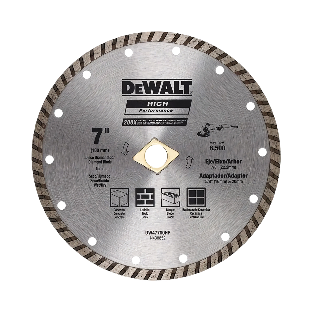 Disco de Corte Dewalt Turbo Diamantado DW47700HP 7” 180MM