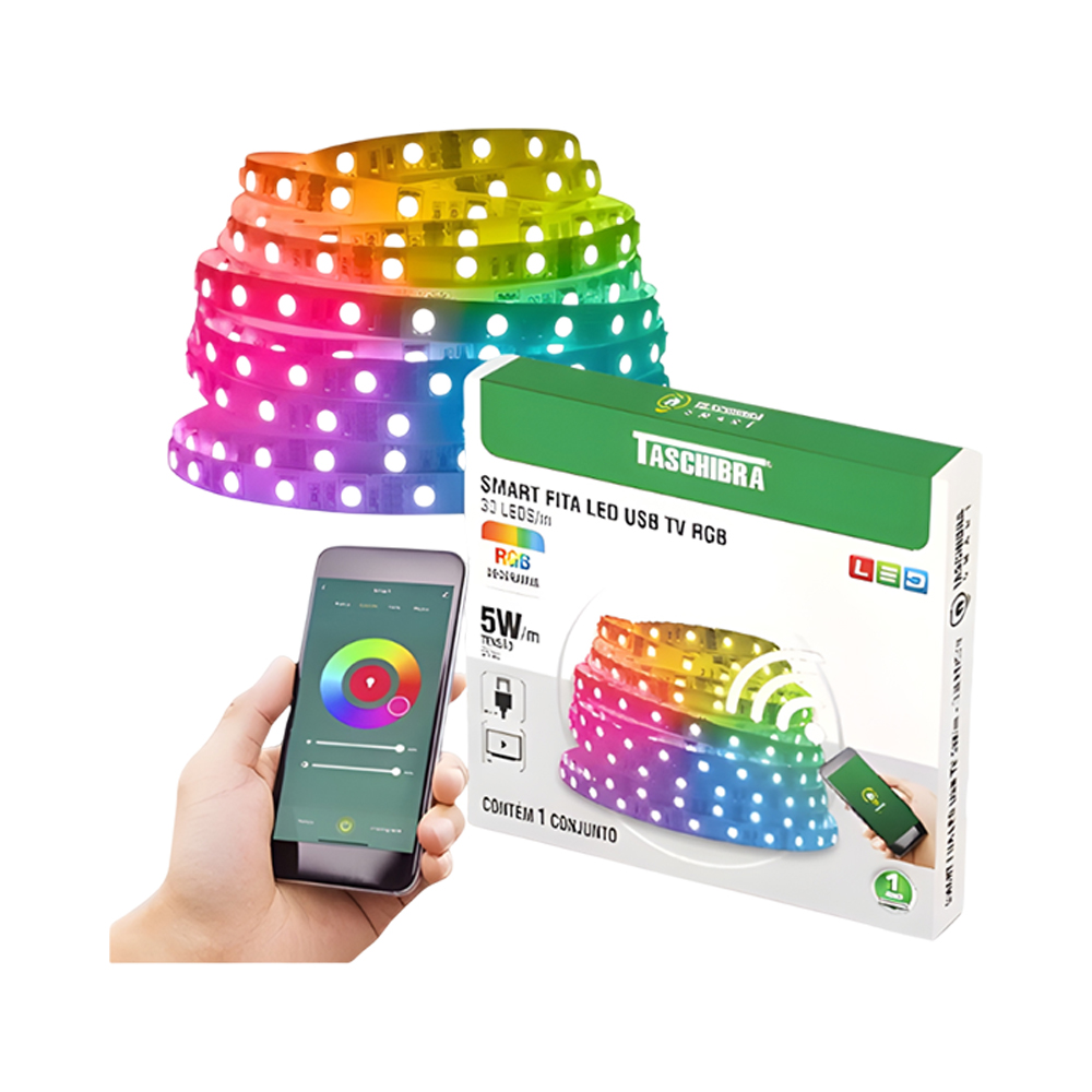 Fita LED Smart Taschibra USB 5W RGB 2M