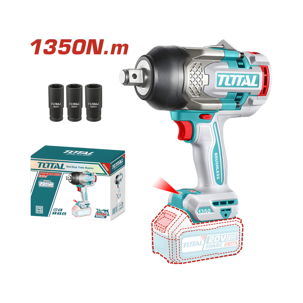 Chave de Impacto Sem Fio Total TIWLI201351 3/4" 20V 1350NM