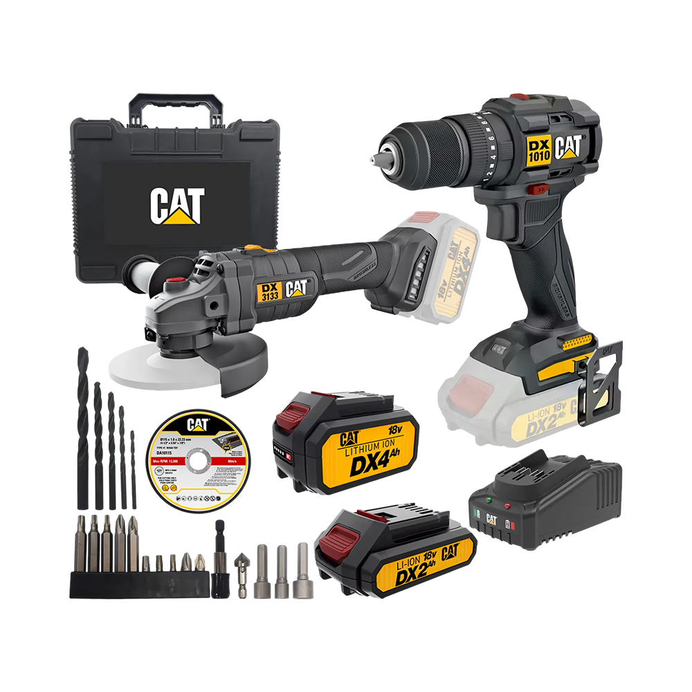 Kit de Furadeira de Impacto + Esmerilhadeira Angular Caterpillar DXK203