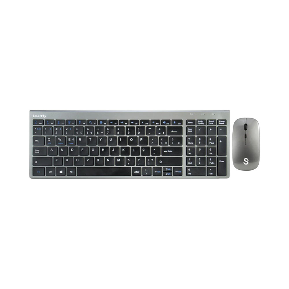 Teclado e Mouse Sem Fio Smartfy TW01B Gray