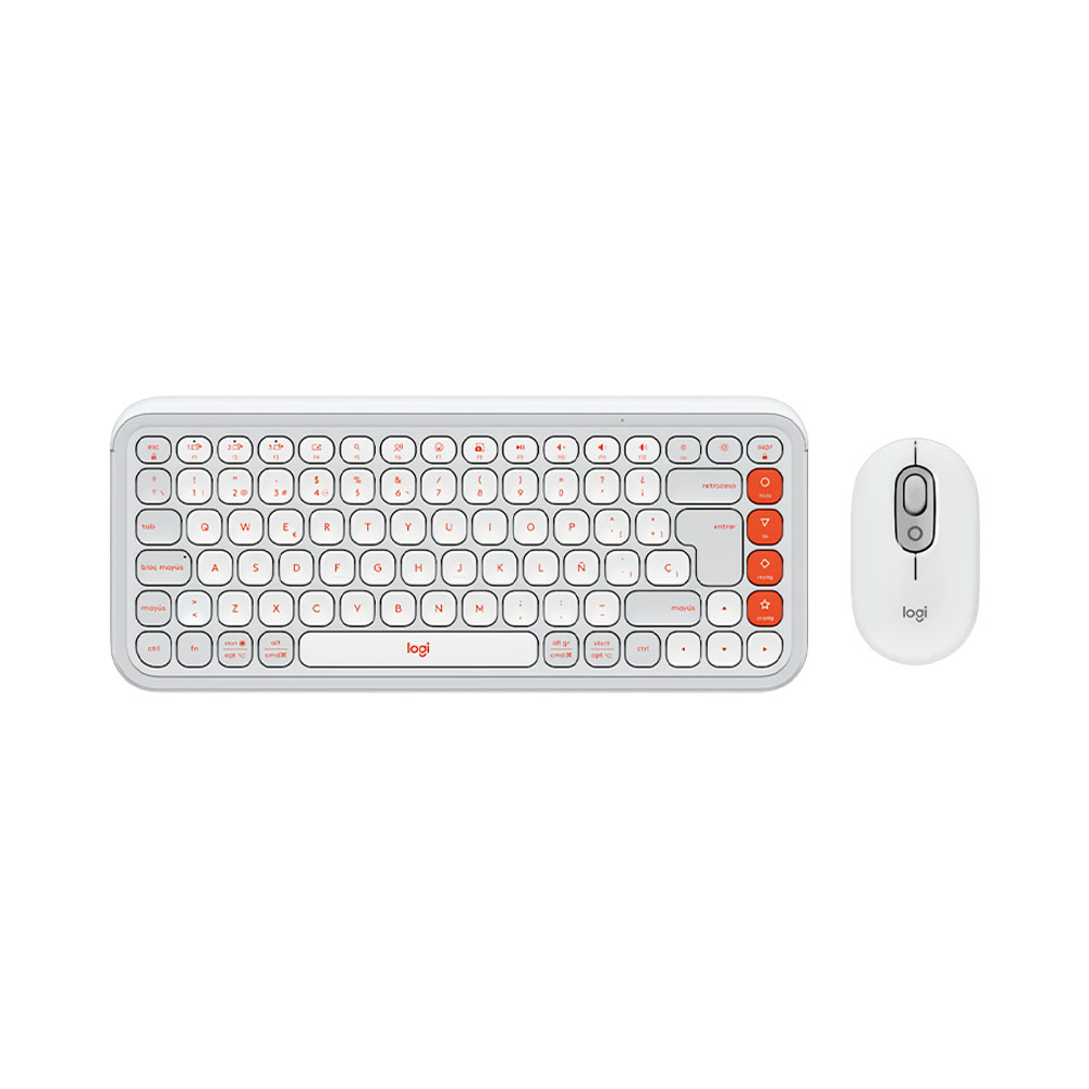 Teclado e Mouse Logitech 920-013054 Pop Icon Branco e Laranja