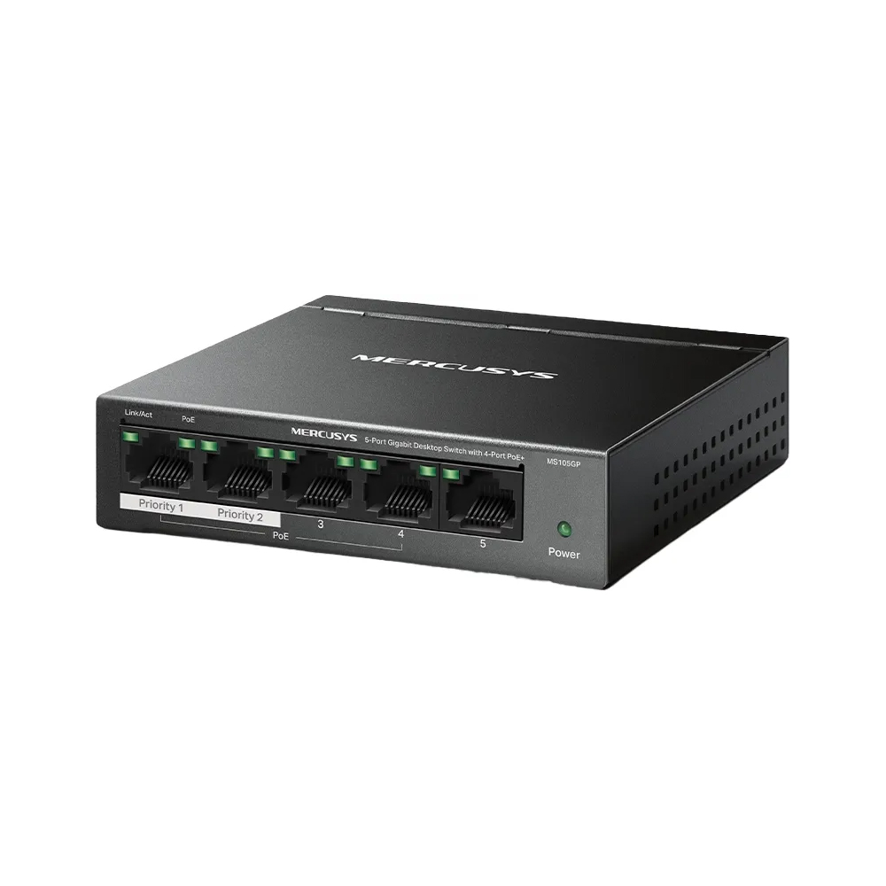 Hub Switch Mercusys MS105GP 5 Portas Preto
