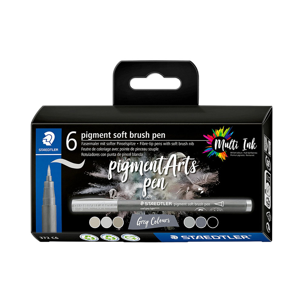 Marcador Staedtler Pigment Arts Soft Brush Pen Grey Colours 372 C6 6 Unidades