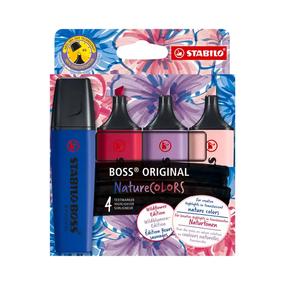 Marcador Stabilo Boss Nature Colors Wildflower Edition 70/4-1-103 4 Unidades