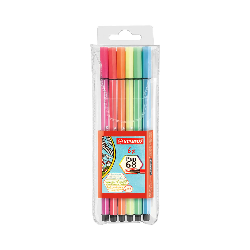 Marcador Stabilo Pen 68 Neon 6806-1 6 Unidades