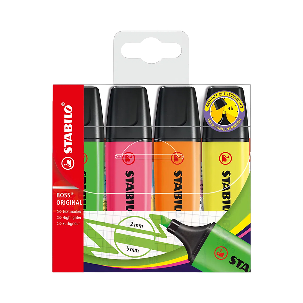 Marcador Stabilo Boss Original 70/4 4 Unidades