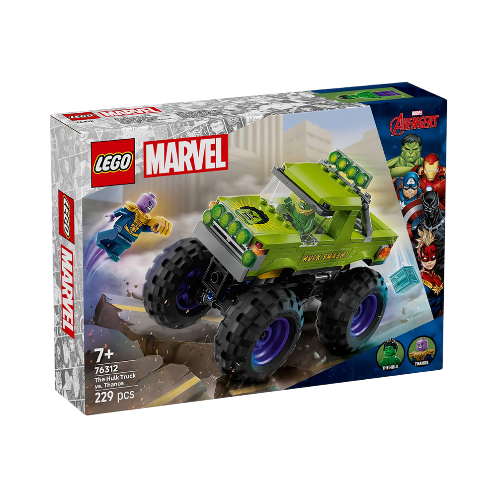 Brinquedo de Construção Lego Marvel Avengers The Hulk Truck VS Thanos 76312 229 Peças
