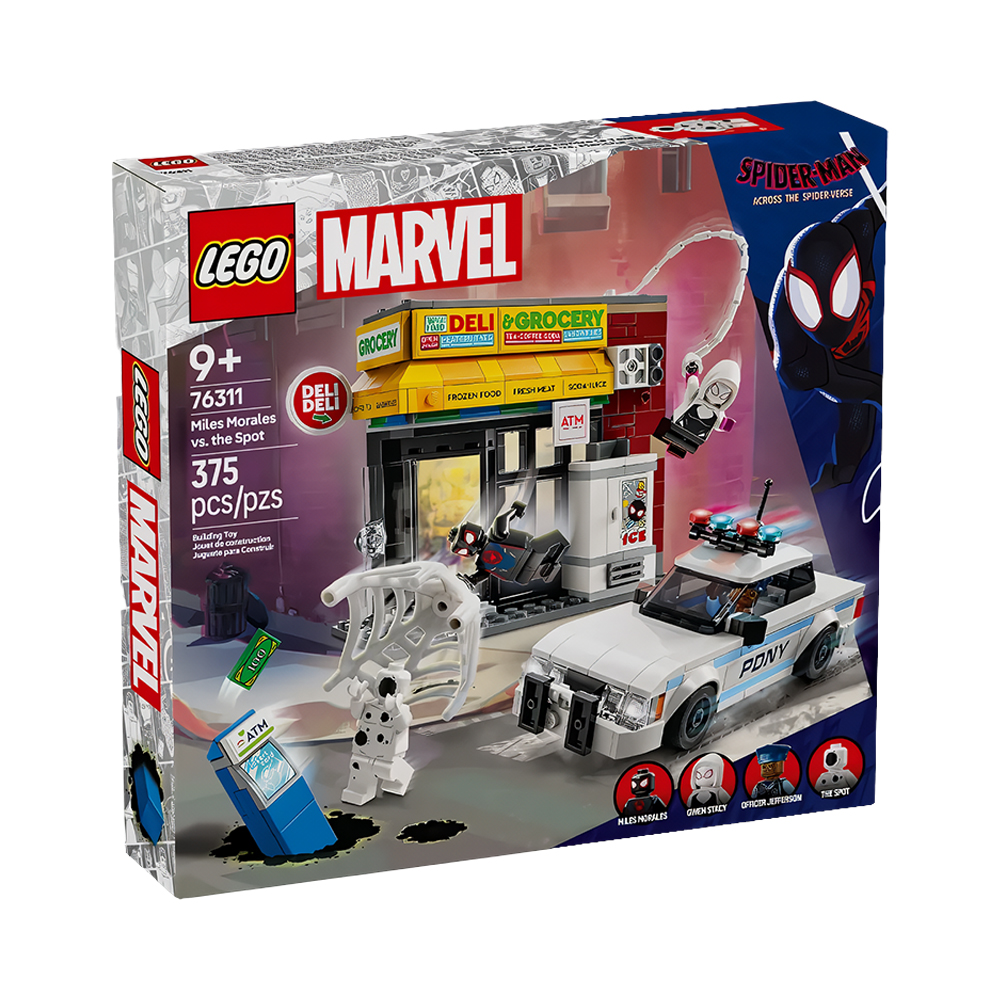 Brinquedo de Construção Lego Marvel Spiderman Miles Morales VS The Spot 76311 375 Peças