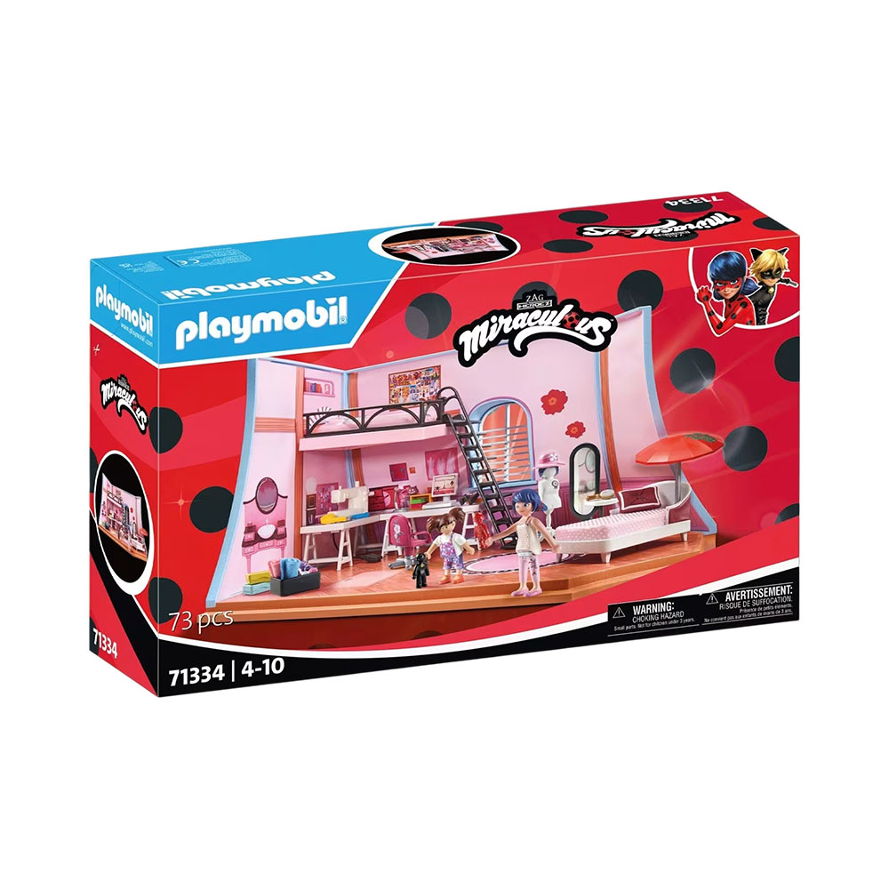 Brinquedo Playmobil Miraculous 71334 Marinette's Loft 73 Peças