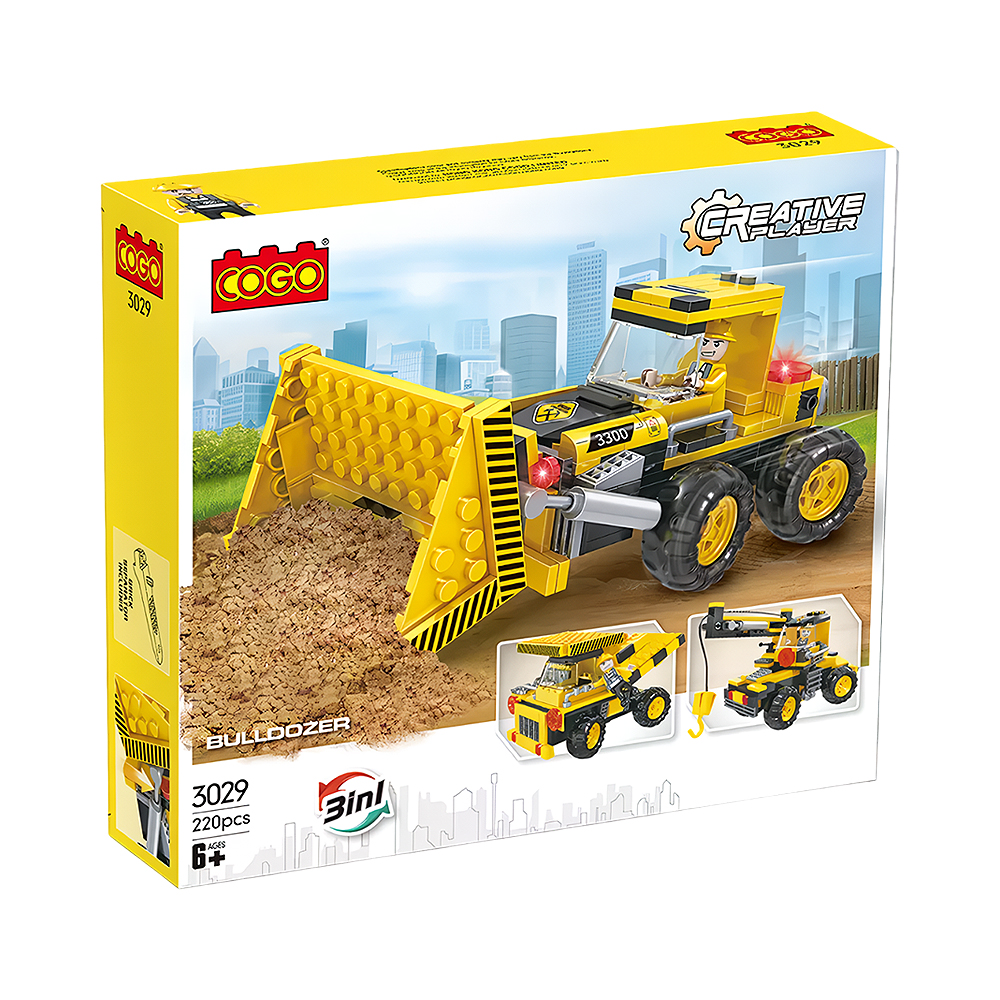 Brinquedo de Construção Cogo Creative Player Bulldozer 3 em 1 3029 220 Peças