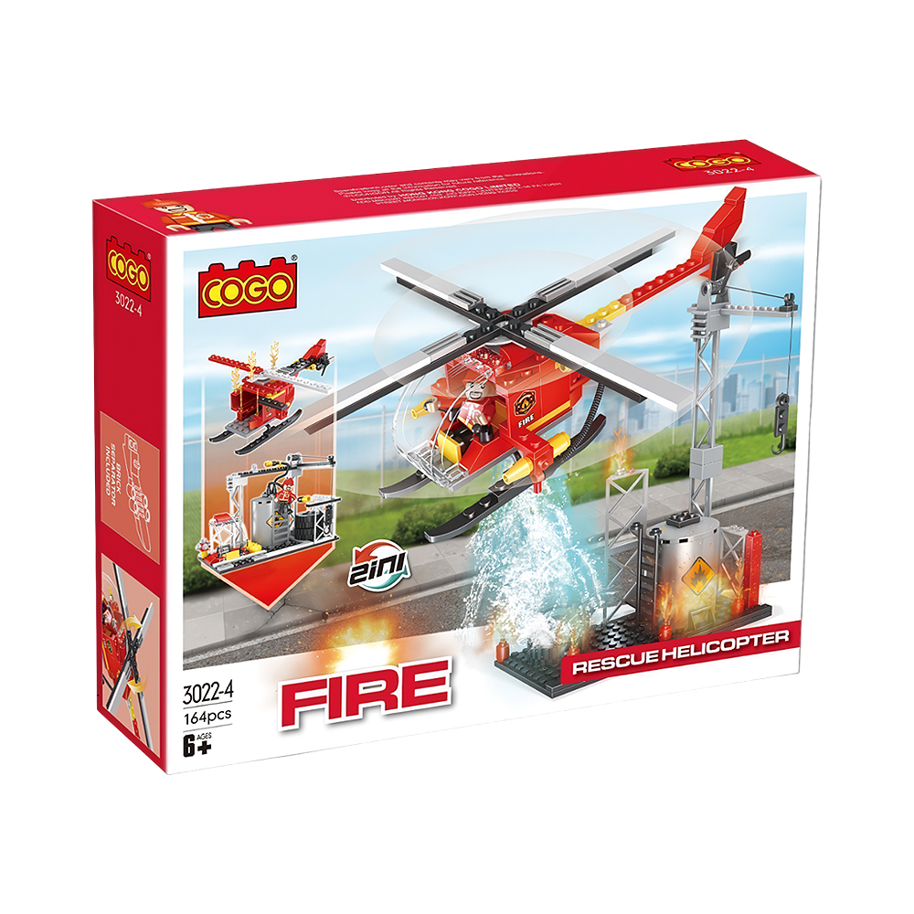 Brinquedo de Construção Cogo Fire Rescue Helicopter 2 em 1 3022-4 164 Peças