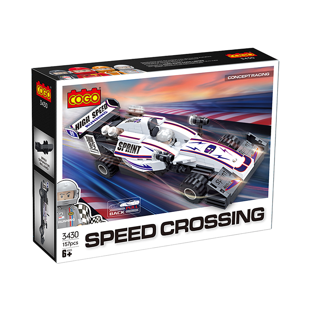 Brinquedo de Construção Cogo Race Cars Pull Back Sprint 3430 157 Peças