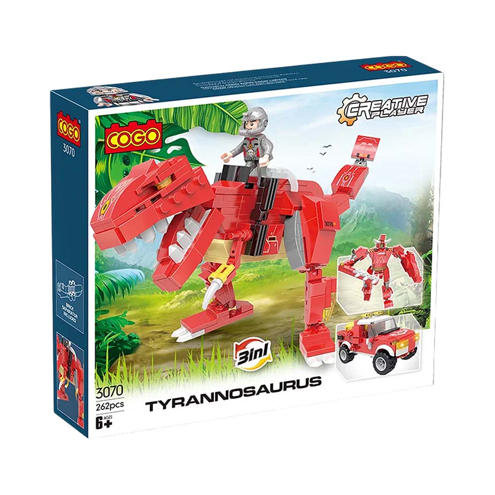 Brinquedo de Construção Cogo Creative Player Tyrannosaurus 3 em 1 3070 262 Peças