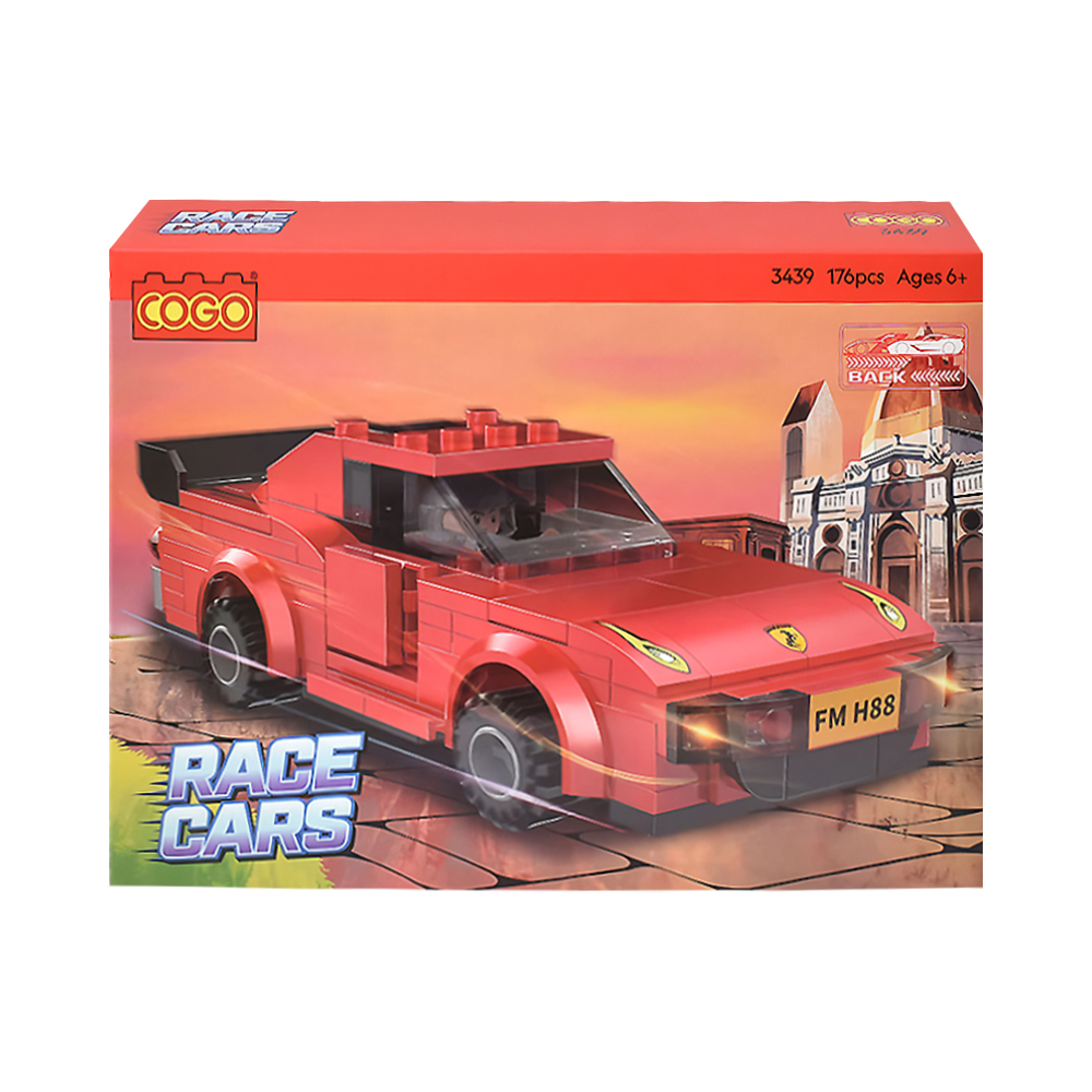 Brinquedo de Construção Cogo Race Cars Pull Back 3439 176 Peças